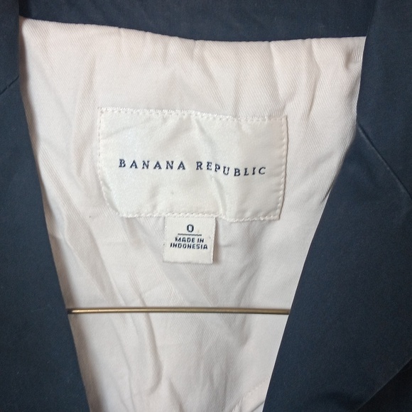 BANANA REPUBLIC black cotton unlined classic collared jacket blazer size 0 NWOT - Picture 4 of 4